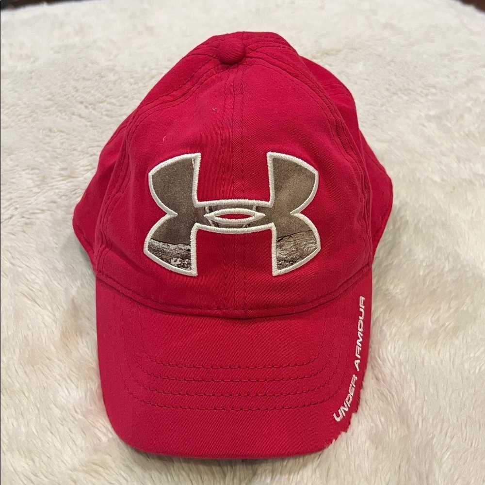 UNDER ARMOUR NEW HOT PINK BASEBALL HAT CAP W/ CAMO UA LOGO ONE SIZE SNAPBACK